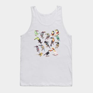 A Flock of Watercolor Toucans Tank Top